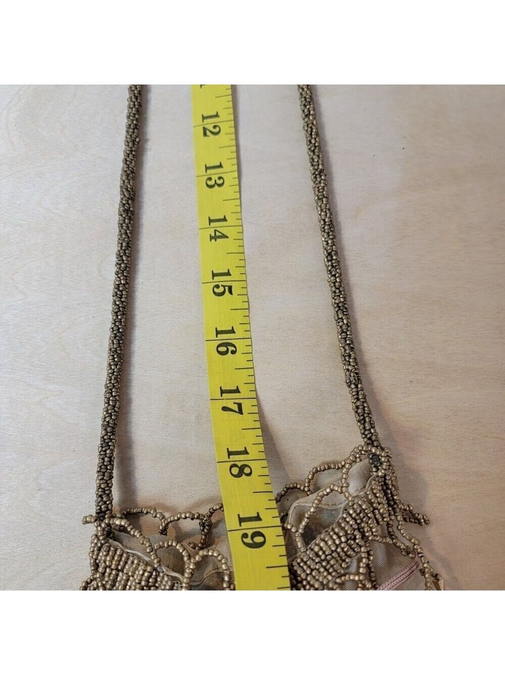 1990s Gold Beaded Crochet Pouch Crossbody Bag - Super Cute - Picture 10 of 12